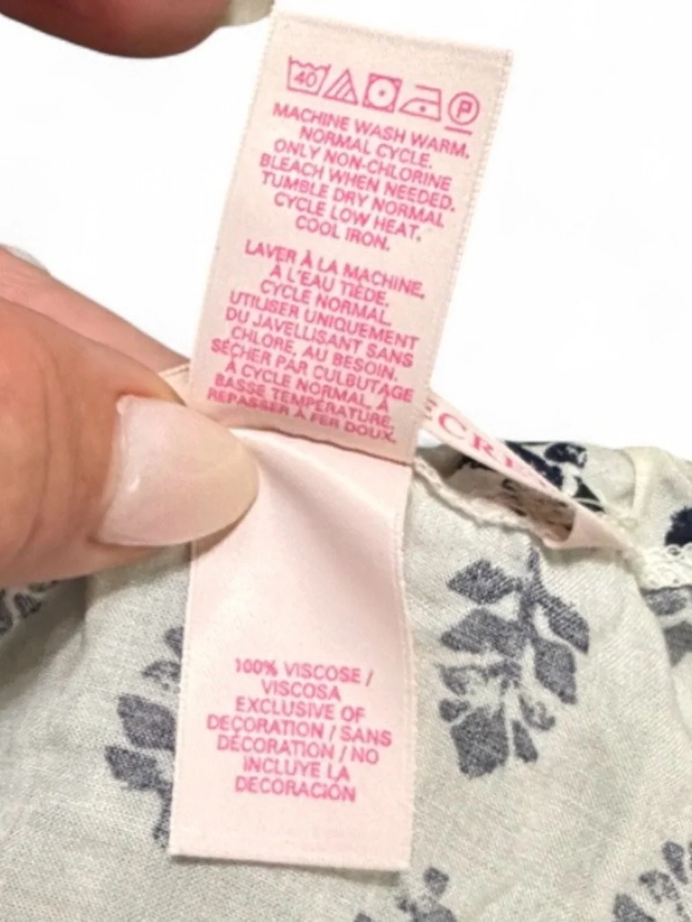 Victoria’s Secret White & Navy Floral Lounge Pajama Set | Top M & Pants L | Boho